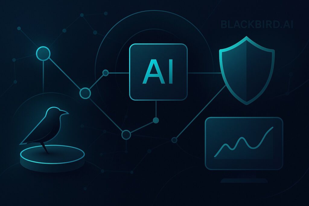 Feature image Abstract digital security visualization representing AI-driven narrative intelligence used to detect online threats