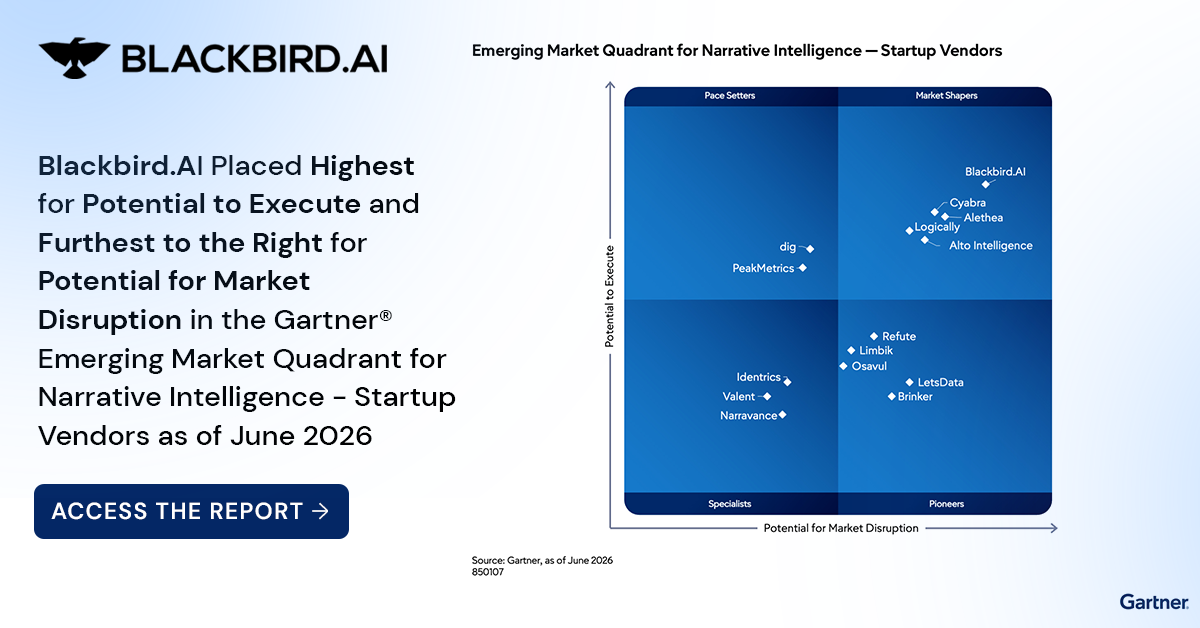 Blackbird.AI named in the 2026 Gartner Emerging Market Quadrant for Narrative Intelligence